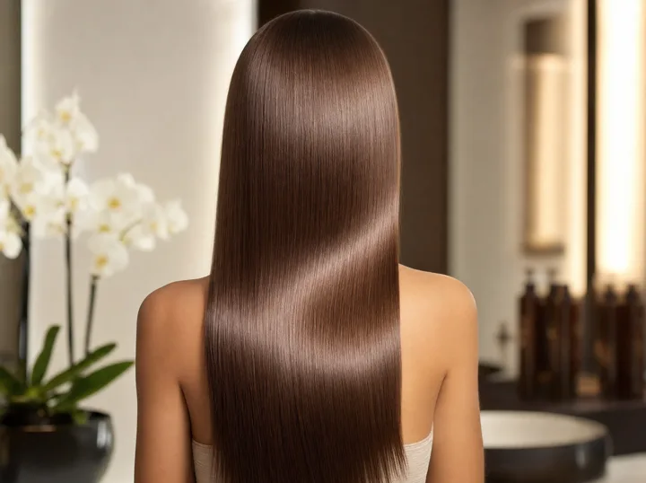 Sleek smooth hair after keratin treatment